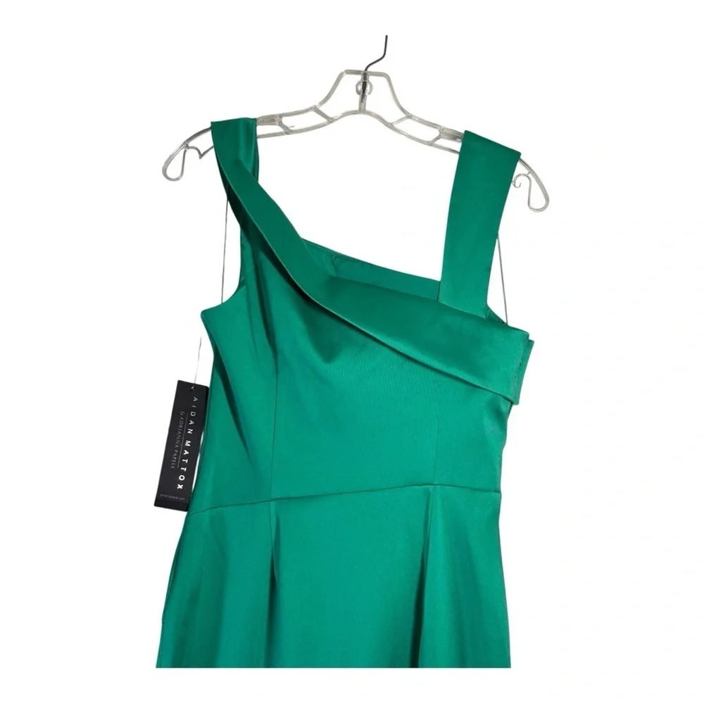 Aidan Mattox by Adrianna Papell Stretch Mikado Mermaid Gown - Botanic Green NWT